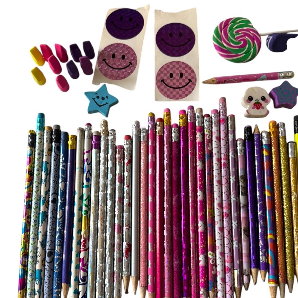 Y2K Vintage Girly Pencils Erasers Stickers Lot 60+ Novelty School Supplies B20Q - Picture 4 of 9